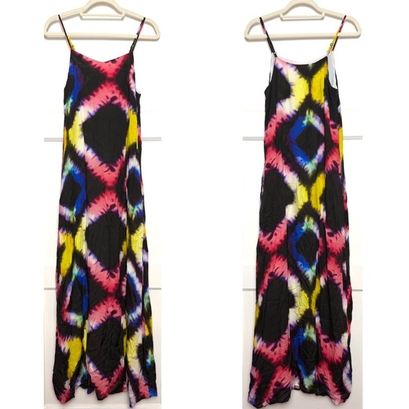 BUSAYO African Hand Dyed‎ Colorful Geometric
Print Sleeveless Maxi Slip Dress S - Picture 5 of 12